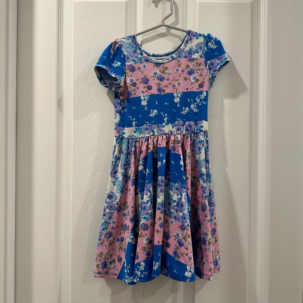 DotDotSmile Classic Cap Pink and Blue Floral Dress